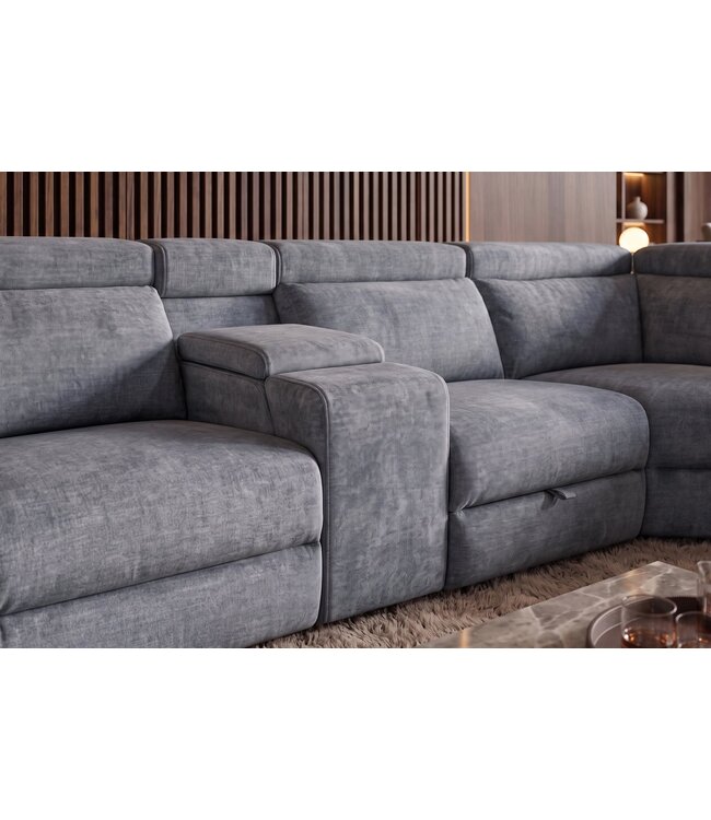 Invicta Interior Hoekbank PRIME multifunctioneel elektrisch verstelbaar met opbergruimte vogue velvet grijs - 48682