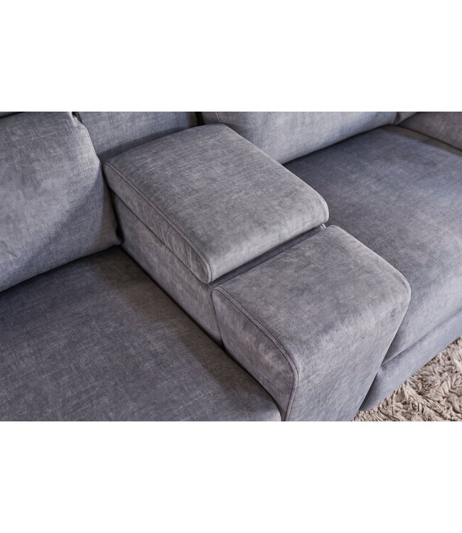 Invicta Interior Hoekbank PRIME multifunctioneel elektrisch verstelbaar met opbergruimte vogue velvet grijs - 48682