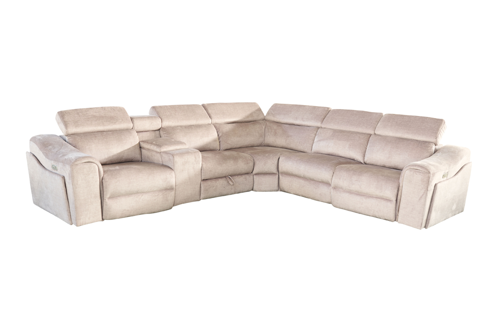 Hoekbank PRIME multifunctioneel elektrisch verstelbaar met opbergvak vogue velours beige - 48683
