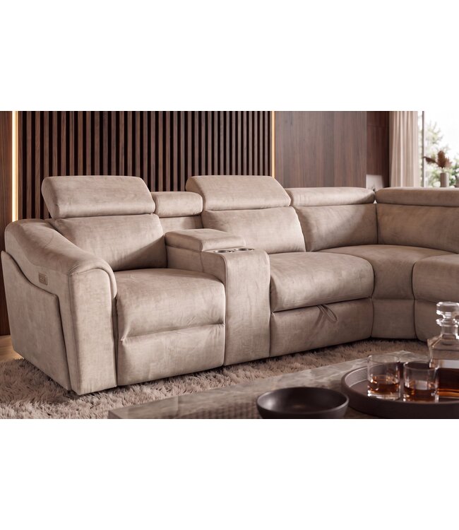 Invicta Interior Hoekbank PRIME multifunctioneel elektrisch verstelbaar met opbergvak vogue velours beige - 48683