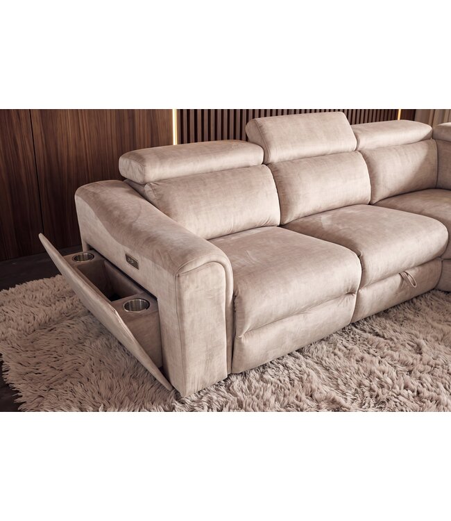 Invicta Interior Hoekbank PRIME multifunctioneel elektrisch verstelbaar met opbergvak vogue velours beige - 48683