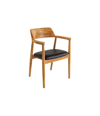 Invicta Interior Stoel KENNEDY met armleuningen kunstleer zwart en teakhout natuur - 48706