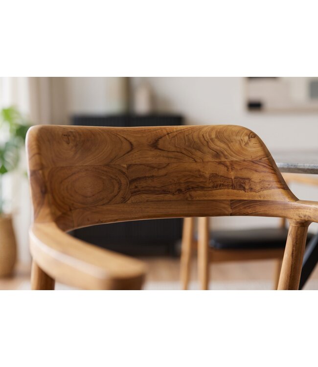 Invicta Interior Stoel KENNEDY met armleuningen kunstleer zwart en teakhout natuur - 48706