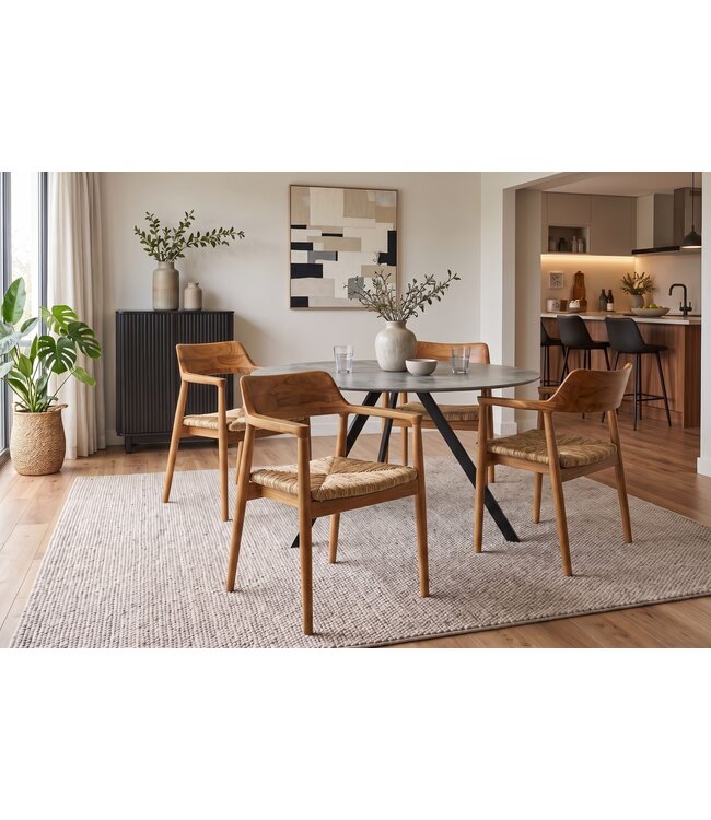 Invicta Interior Stoel KENNEDY met rotting zitting en armleuningen teakwood natuurlijk - 48707