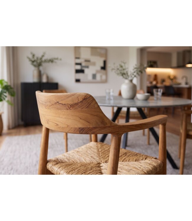 Invicta Interior Stoel KENNEDY met rotting zitting en armleuningen teakwood natuurlijk - 48707