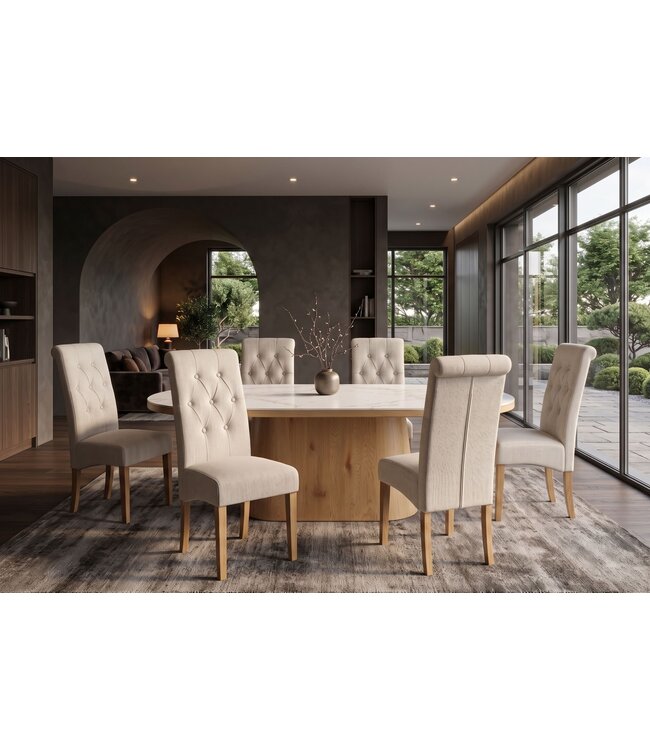 Invicta Interior Stoel CASA met nekrol textielstof beige - 48786
