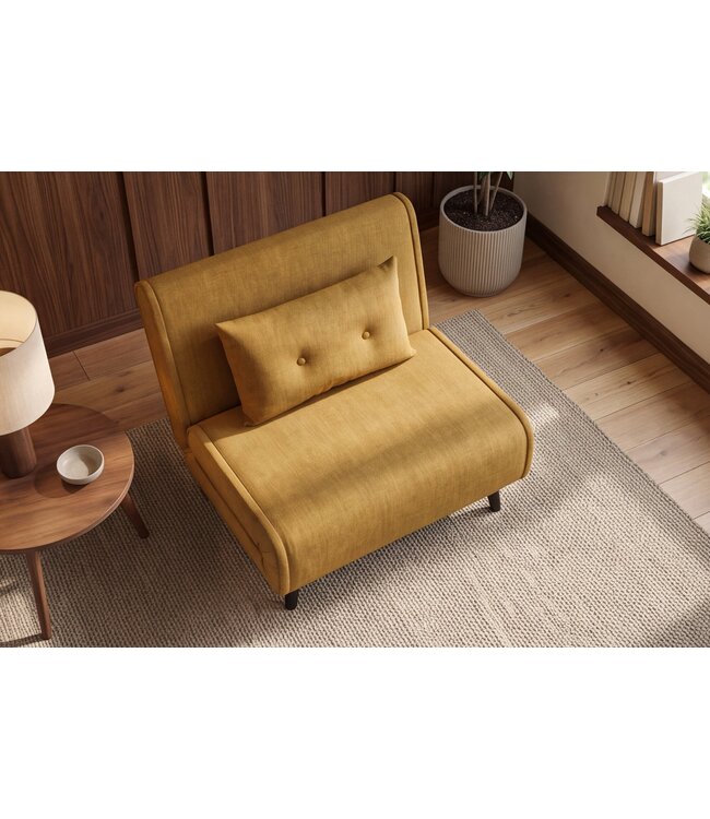 Invicta Interior Slaapstoel SMART MULTIFUNCTION 100cm fluweel mosterdgeel - 48804