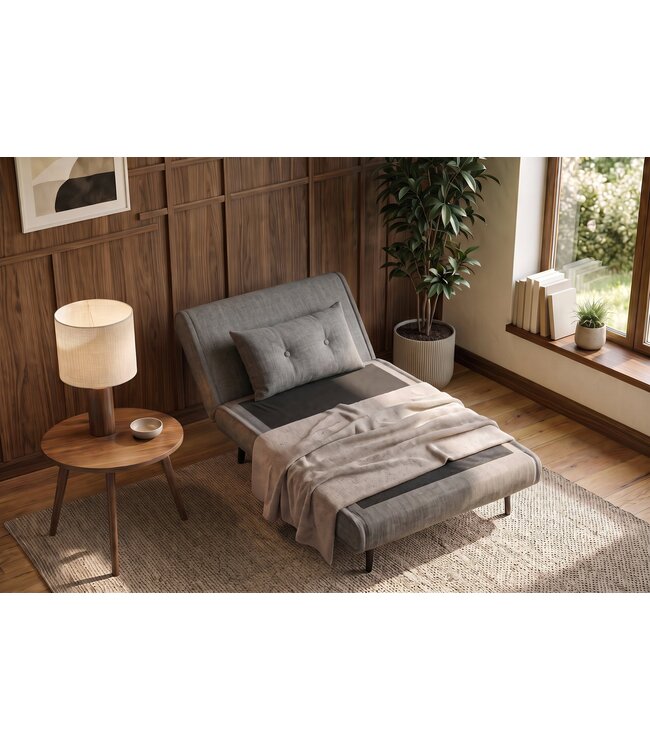 Invicta Interior Slaapstoel SMART MULTIFUNCTION 100cm fluweel grijs - 48806