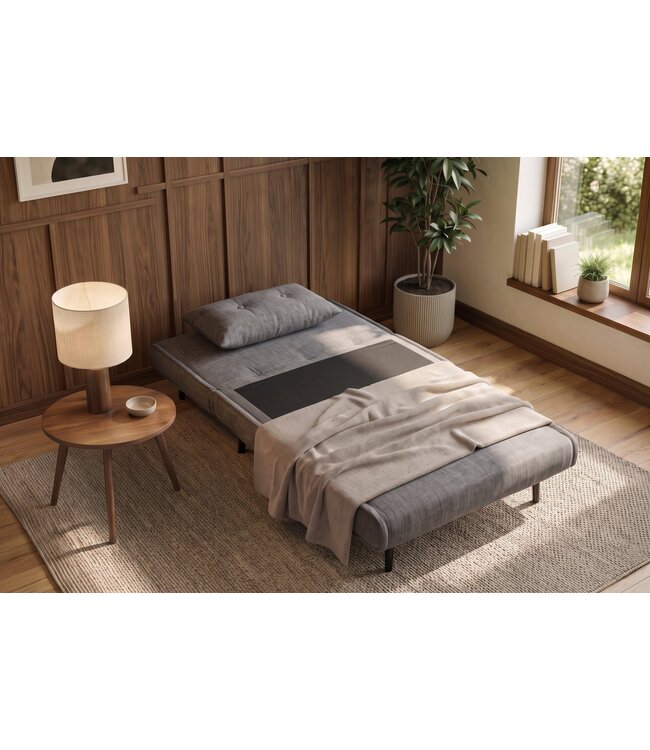 Invicta Interior Slaapstoel SMART MULTIFUNCTION 100cm fluweel grijs - 48806