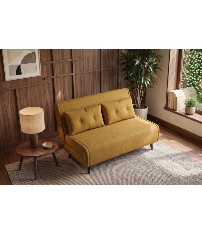 Invicta Interior Slaapfauteuil SMART MULTIFUNCTION 140cm fluweel mosterdgeel - 48808