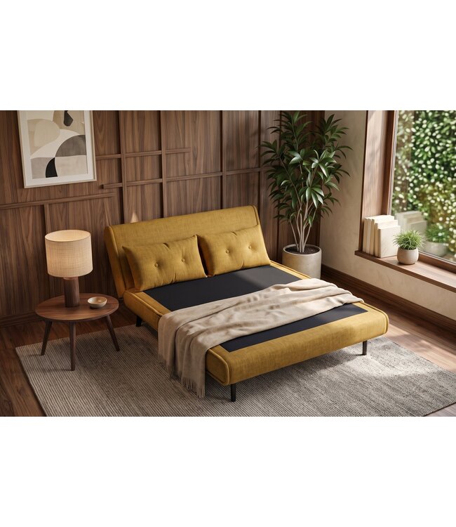 Invicta Interior Slaapfauteuil SMART MULTIFUNCTION 140cm fluweel mosterdgeel - 48808