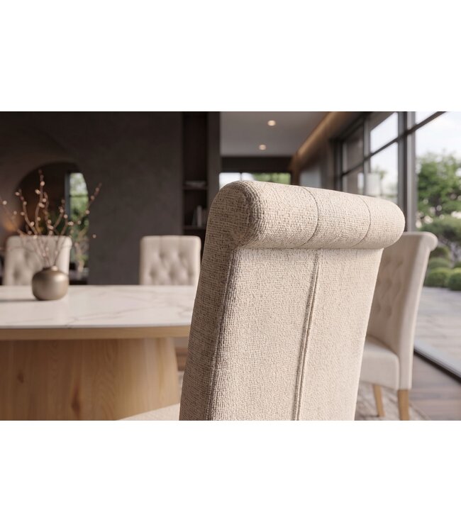 Invicta Interior Stoel CASA met nekrol boucle tweed beige - 48824