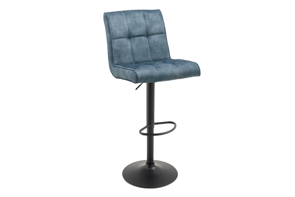 Barkruk MODENA 92-116cm 360° draaibaar fluweel petrol met zwart metalen frame - 48848