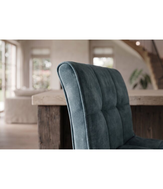 Invicta Interior Barkruk MODENA 92-116cm 360° draaibaar fluweel petrol met zwart metalen frame - 48848