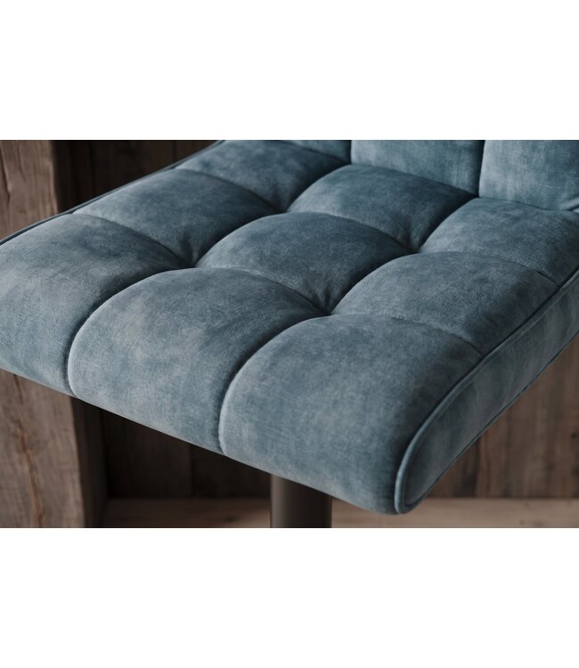 Invicta Interior Barkruk MODENA 92-116cm 360° draaibaar fluweel petrol met zwart metalen frame - 48848