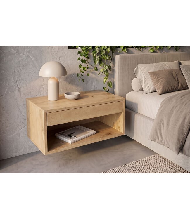 Invicta Interior Nachtkastje PURE 50cm hangend mangohout naturel crèmekleur - 48850