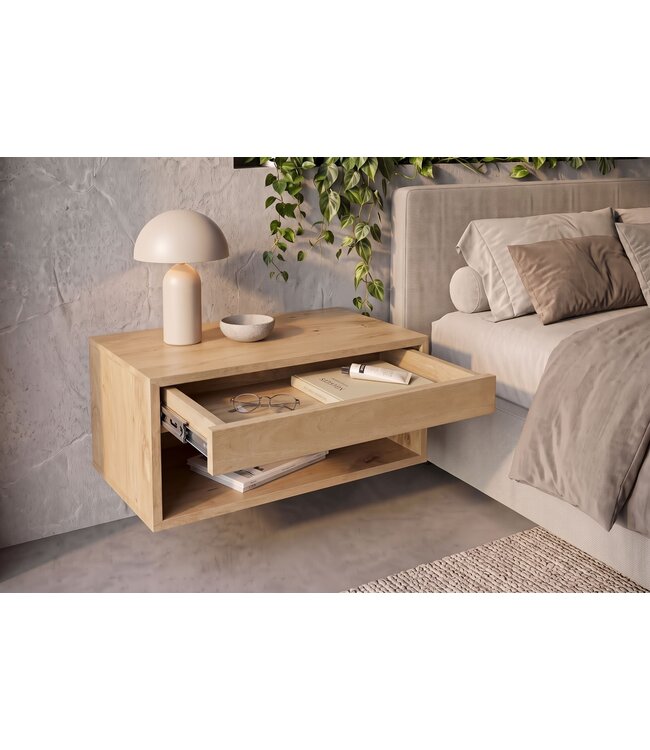 Invicta Interior Nachtkastje PURE 50cm hangend mangohout naturel crèmekleur - 48850