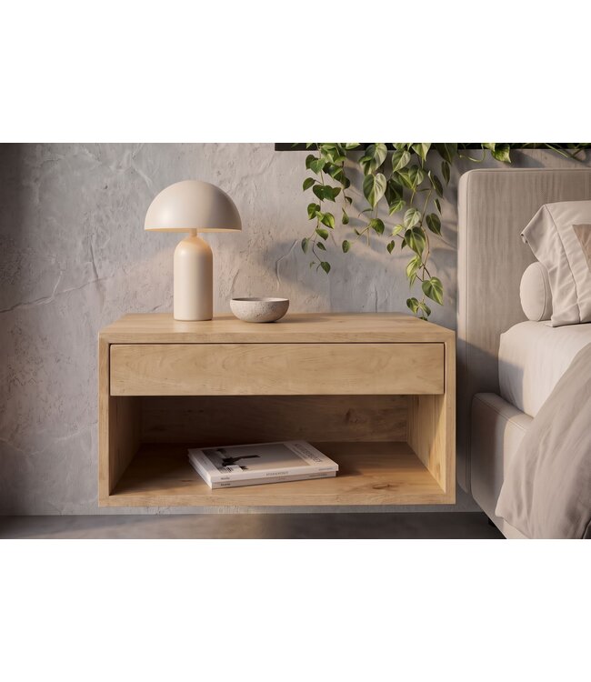 Invicta Interior Nachtkastje PURE 50cm hangend mangohout naturel crèmekleur - 48850