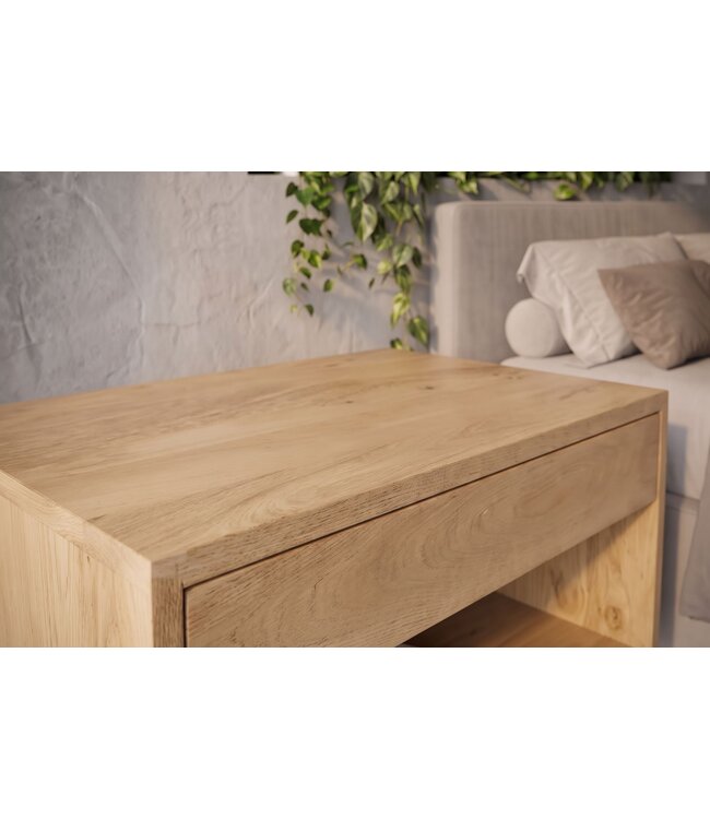 Invicta Interior Nachtkastje PURE 50cm hangend mangohout naturel crèmekleur - 48850
