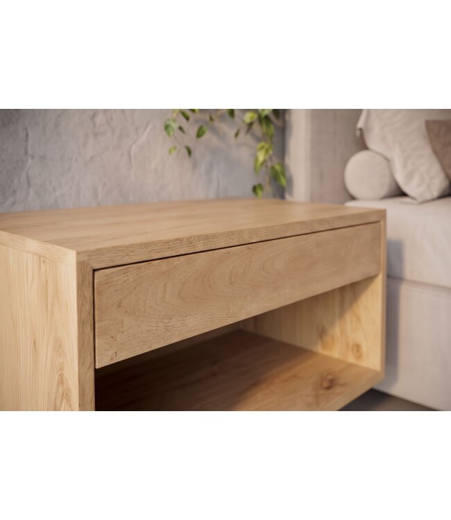 Invicta Interior Nachtkastje PURE 50cm hangend mangohout naturel crèmekleur - 48850