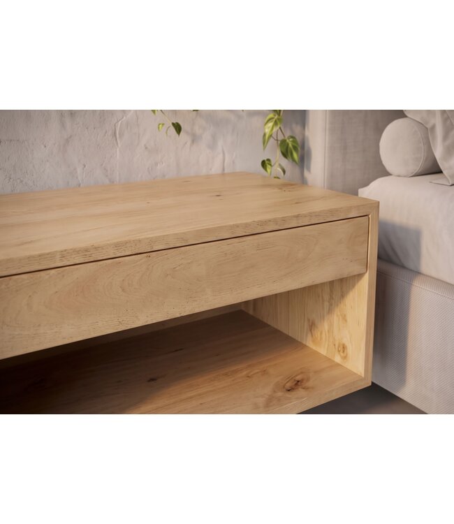 Invicta Interior Nachtkastje PURE 50cm hangend mangohout naturel crèmekleur - 48850