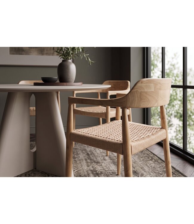Invicta Interior Stoel KENNEDY met rieten zitting en armleuningen gerecycled pijnboomhout naturel - 48895