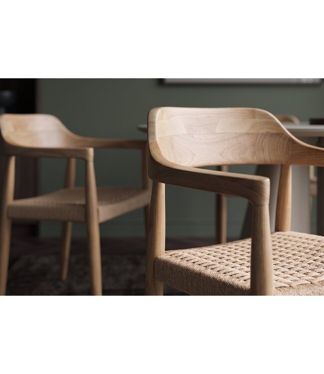 Invicta Interior Stoel KENNEDY met rieten zitting en armleuningen gerecycled pijnboomhout naturel - 48895