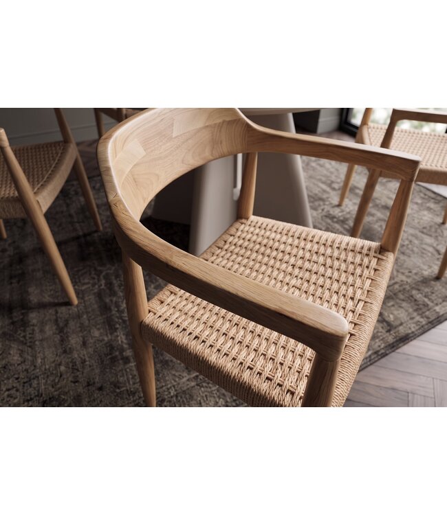 Invicta Interior Stoel KENNEDY met rieten zitting en armleuningen gerecycled pijnboomhout naturel - 48895