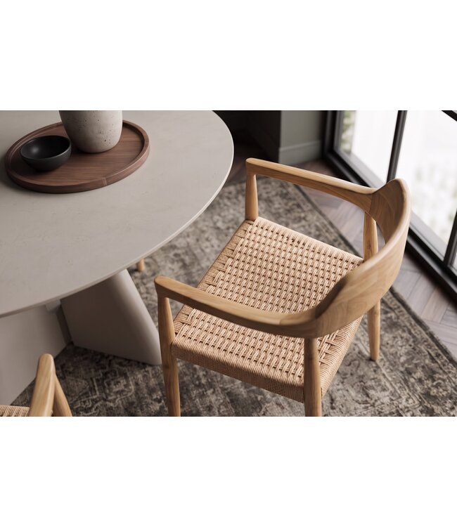 Invicta Interior Stoel KENNEDY met rieten zitting en armleuningen gerecycled pijnboomhout naturel - 48895