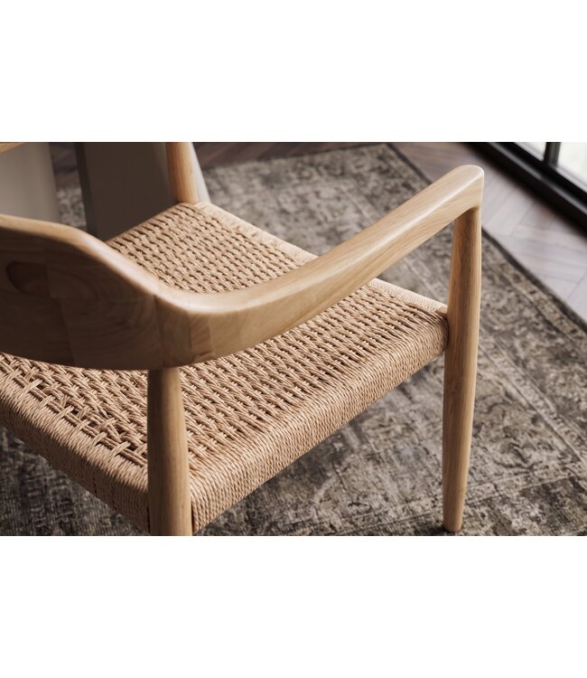 Invicta Interior Stoel KENNEDY met rieten zitting en armleuningen gerecycled pijnboomhout naturel - 48895
