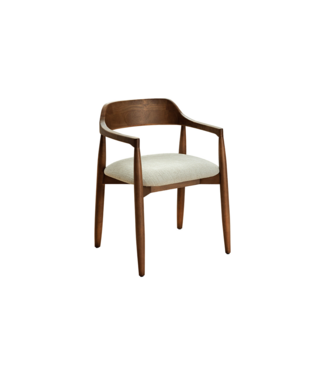 Invicta Interior Stoel KENNEDY met beklede zitting en armleuningen gerecycled dennen hout bruin smoke en geweven stof crème - 48896