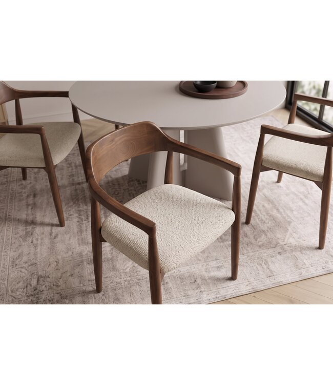 Invicta Interior Stoel KENNEDY met beklede zitting en armleuningen gerecycled dennen hout bruin smoke en geweven stof crème - 48896