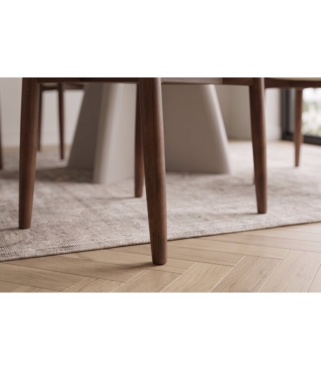 Invicta Interior Stoel KENNEDY met beklede zitting en armleuningen gerecycled dennen hout bruin smoke en geweven stof crème - 48896