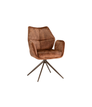 Invicta Interior Draaibare stoel CONCORD 180° auto-return met armleuningen pocket spring core fluweel roestbruin - 48898