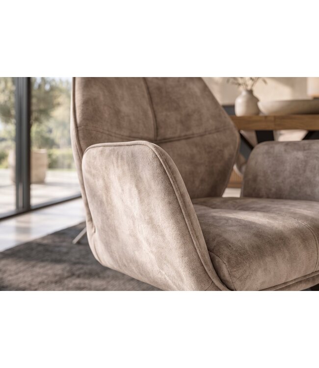 Invicta Interior Draaistoel CONCORD 180° auto-terugkeer met armleuningen zakveersysteem fluweel champagne greige - 48899