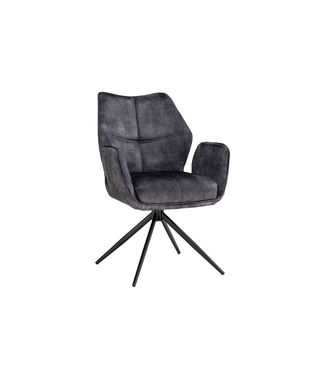 Invicta Interior Draaistoel CONCORD 180° auto-return met armleuningen, zakveersysteem, fluweel donkergrijs zwart - 48900