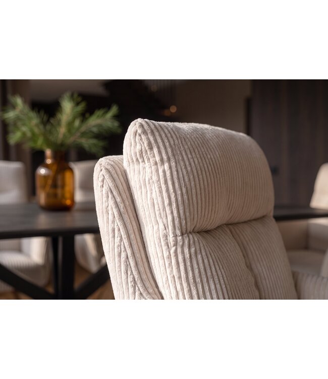 Invicta Interior Draaibare fauteuil BIG GEORGE 360° roteerbaar berkenhout frame met armleuningen veerkern koord beige - 48901