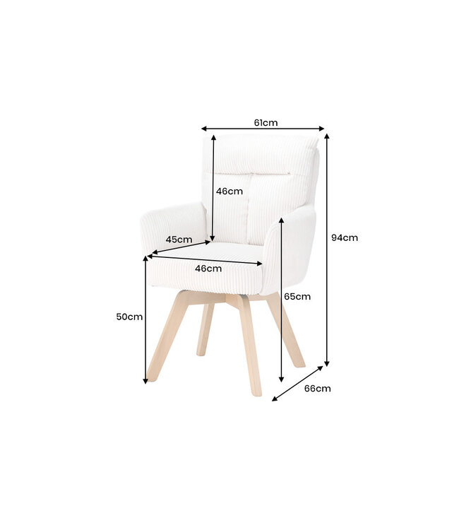 Invicta Interior Draaibare fauteuil BIG GEORGE 360° roteerbaar berkenhout frame met armleuningen veerkern koord beige - 48901