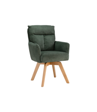 Invicta Interior Draaibare fauteuil BIG GEORGE 360° roteerbaar berkenhout frame met armleuningen veerkern koord groen - 48902