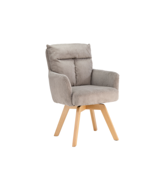 Invicta Interior Draaibare fauteuil BIG GEORGE 360° roteerbaar berkenhout frame met armleuningen veerkern koord greige - 48903