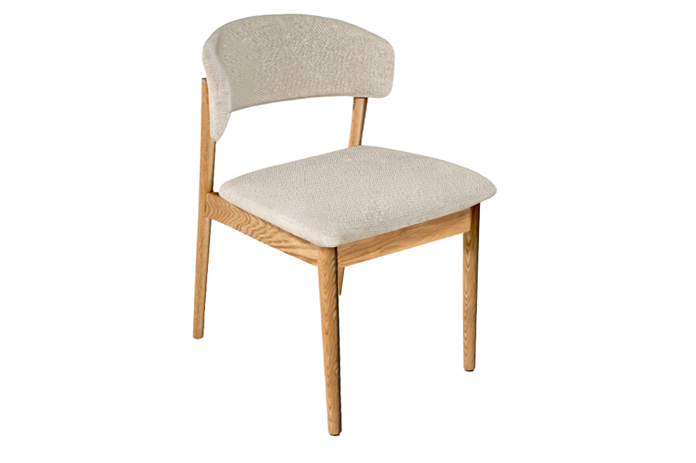 Stoel VALHALLA WOOD textured fabric creamy en eikenhout naturel - 48920