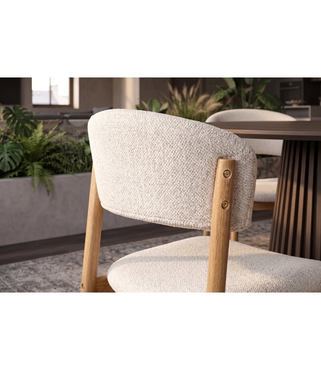 Invicta Interior Stoel VALHALLA WOOD textured fabric creamy en eikenhout naturel - 48920