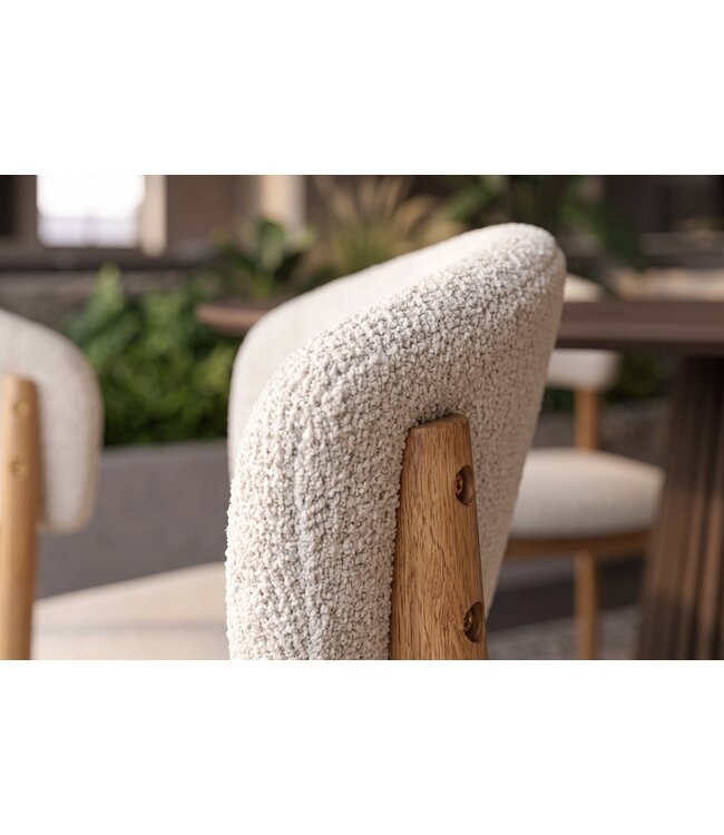 Invicta Interior Stoel VALHALLA WOOD textured fabric creamy en eikenhout naturel - 48920