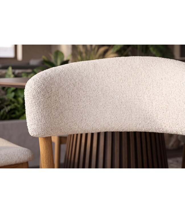 Invicta Interior Stoel VALHALLA WOOD textured fabric creamy en eikenhout naturel - 48920