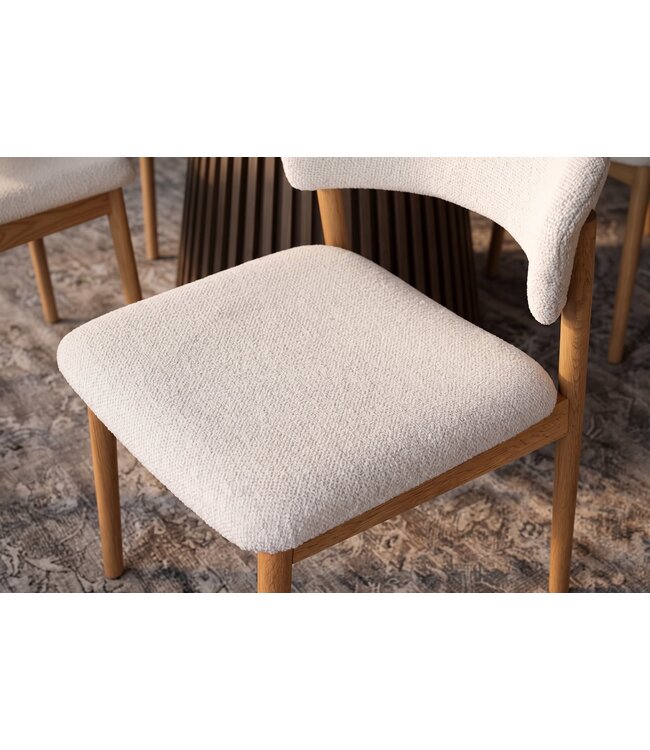 Invicta Interior Stoel VALHALLA WOOD textured fabric creamy en eikenhout naturel - 48920