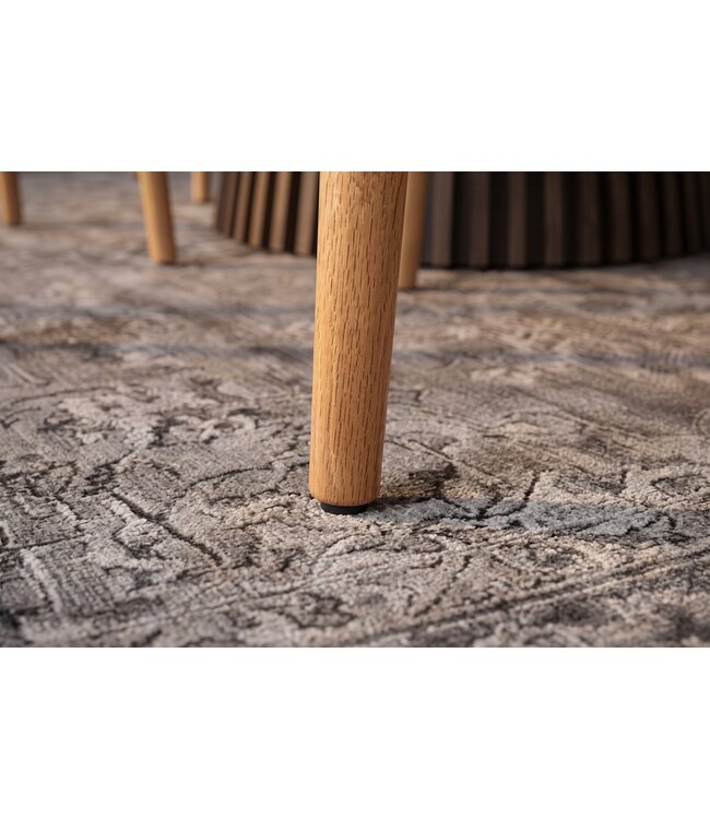 Invicta Interior Stoel VALHALLA WOOD textured fabric creamy en eikenhout naturel - 48920