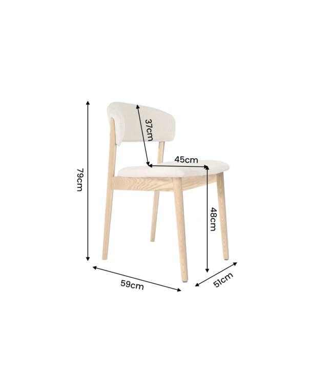 Invicta Interior Stoel VALHALLA WOOD textured fabric creamy en eikenhout naturel - 48920