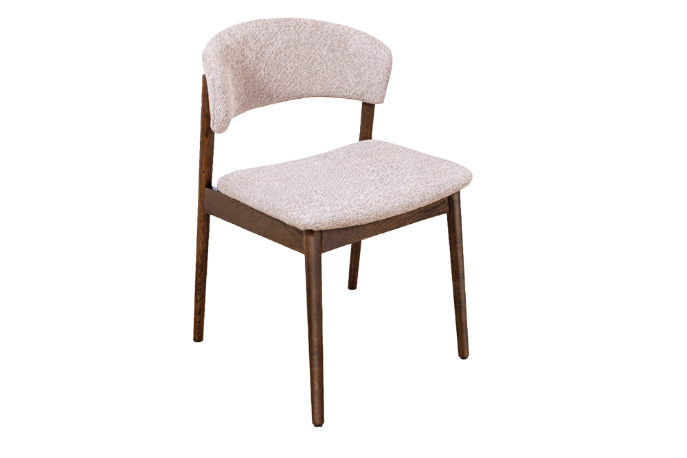 Stoel VALHALLA WOOD gestructureerde stof beige en eiken hout bruin - 48921