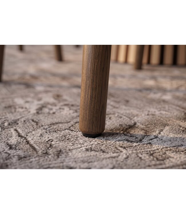 Invicta Interior Stoel VALHALLA WOOD gestructureerde stof beige en eiken hout bruin - 48921