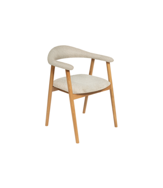 Invicta Interior Stoel VALHALLA WOOD met armleuningen geweven stof crème en naturel eikenhout - 48922
